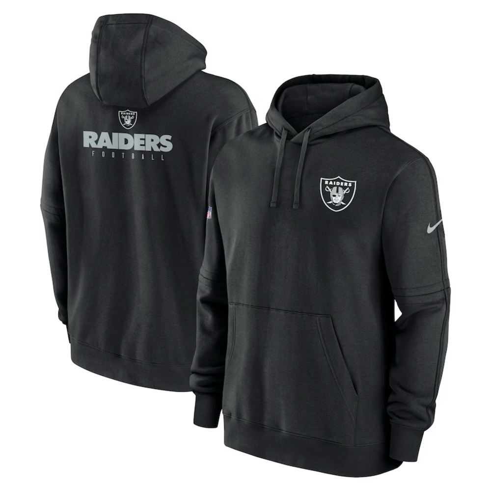 Mens Nike Las Vegas Raiders Sideline Club Fleece Pullover Hoodie - Black Size L